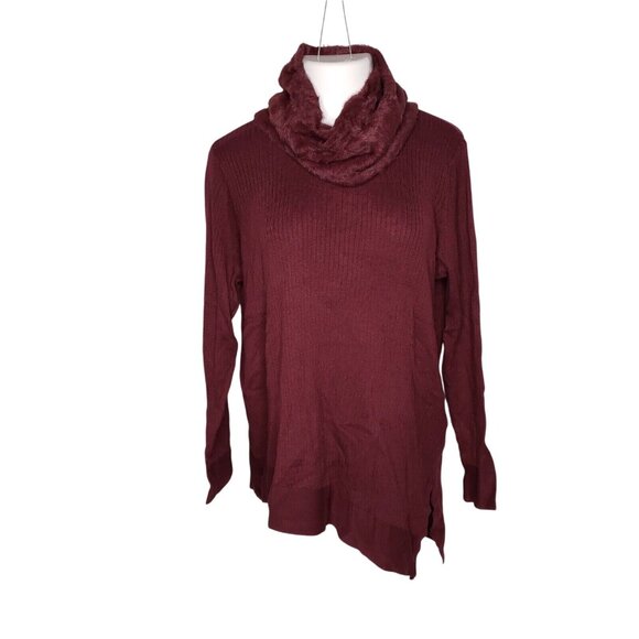 Apt. 9 Womens XXL Ribbed Asymmetric Sweater Removable Plush Infinity Scarf - Picture 2 of 9